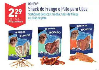 ALDI Romeo Snack de Frango e Pato para Cães 170g promoção