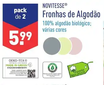 ALDI Novitesse Fronhas de Algodão 40x70cm promoção
