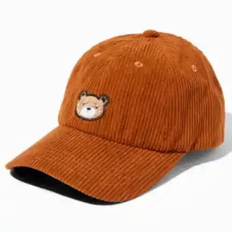 Claire's Brown corduroy bear baseball cap promoção