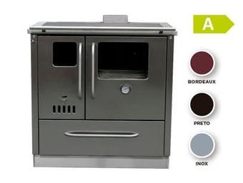 Bricomarché Fogão a lenha em inox com porta de vidro promoção
