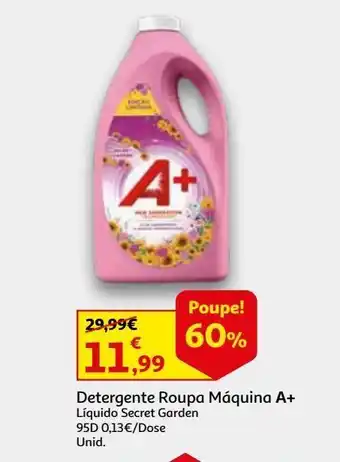 Auchan Det. roupa máq. líquido a+ secret garden 95d promoção