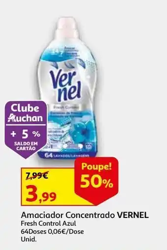 Auchan Amaciador concentrado vernel fresh control azul 64d promoção