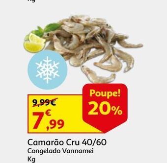 Auchan Camarão cru congelado 40/60 vannamei kg promoção