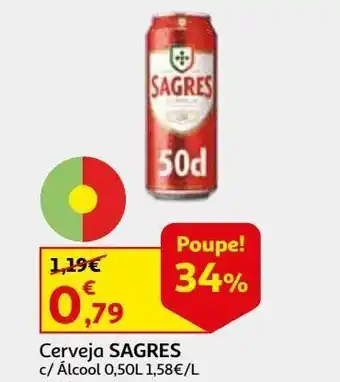 Cerveja sagres c/alcool - lata 0.50l