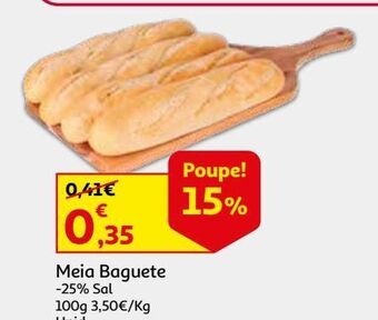 Auchan Meia baguete -25% sal 100g promoção