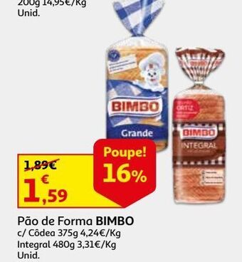 Auchan Pão de forma bimbo promoção