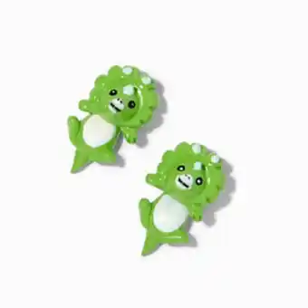 Claire's Green dinosaur front & back earrings promoção