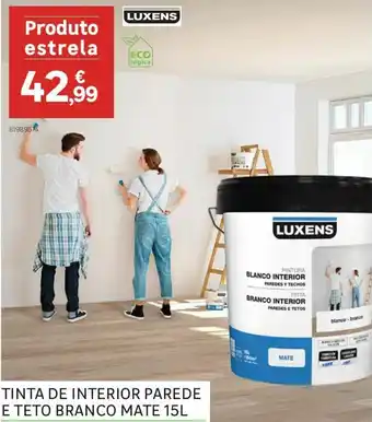 Leroy Merlin Luxens Tinta de Interior Parede E Teto Branco Mate 15L promoção