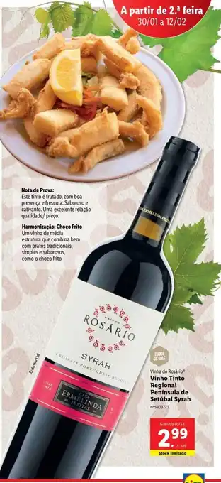 Lidl Vinha do Rosário Vinho Tinto Regional Península de Setúbal Syrah 0.75L promoção
