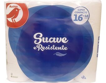 Auchan Papel higiénico auchan suave e resistente 2f 16=48r promoção