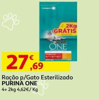 Auchan Ração gato one est. 4+ 2kg grátis promoção