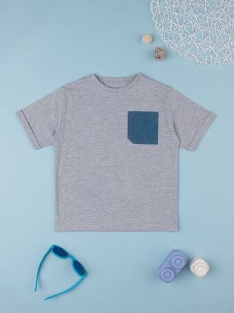 Prénatal T-shirt cinzenta para bebé com bolso - prénatal promoção