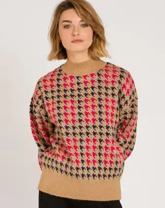 Jersey tricolor pata de gallo color camel