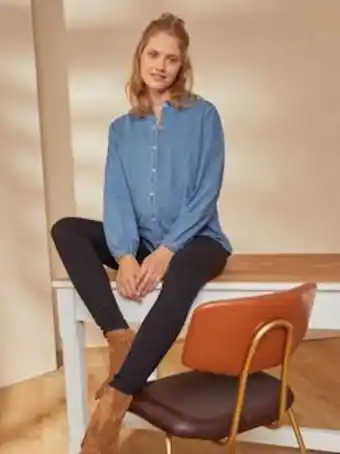 Blusa aos quadrados, especial gravidez e amamentação - azul...