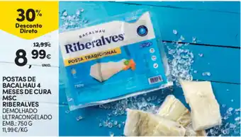 Continente Postas de Bacalhau 4 Meses de Cura MSC Riberalves 750g promoção
