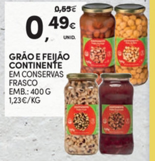 Continente Grão e Feijão Continente 400g promoção