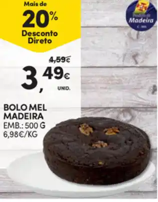 Continente Bolo Mel Madeira 500g promoção