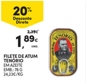 Continente Filete de Atum Tenório 78g promoção