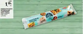 Continente Massa Folhada Retangular Continente Fácil & Bom 375g promoção