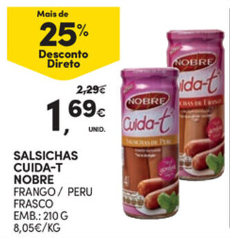 Continente Salsichas Cuida-T Nobre 210g promoção