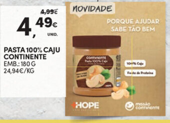 Pasta 100% Caju Continente 180g