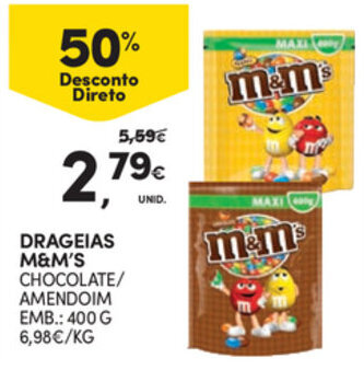 Continente Drageias M&M's 400g promoção