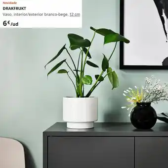 IKEA Drakfrukt Vaso, Interior/ exterior branco-bege 12cm promoção
