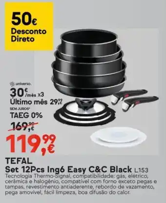 Worten Tefal Set 12pcs Ingó Easy C&C Black promoção
