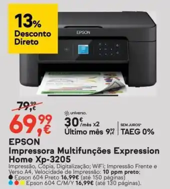 Worten Epson Impressora Multifunções Expression Home Xp-3205 promoção