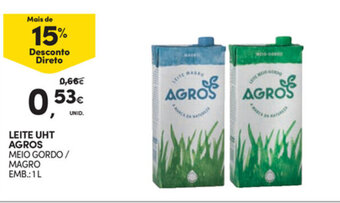 Continente Leite UHT Agros 1L promoção