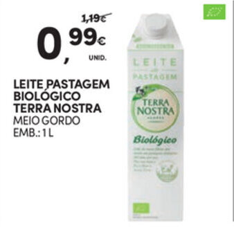 Continente Leite Pastagem Biológico Terra Nostra 1L promoção