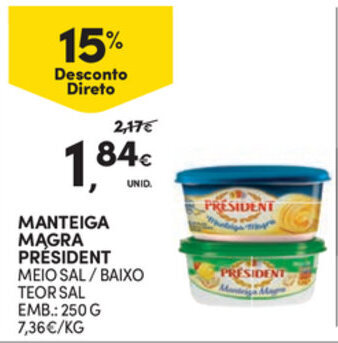 Continente Manteiga Magra Président 250g promoção