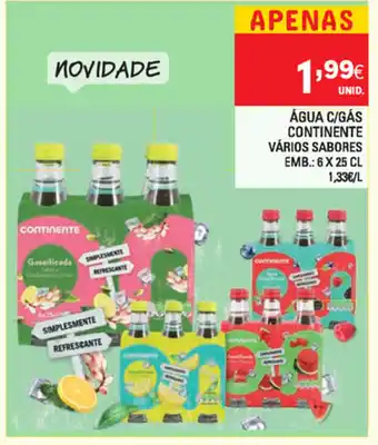 Continente Água C/Gás Continente Vários Sabores 6x25cl promoção