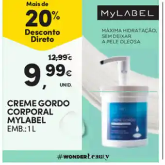 Continente Creme Gordo Corporal Mylabel 1L promoção