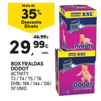 Continente Box Fraldas Dodot 168/144/126/117 Unid promoção