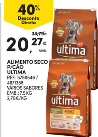 Continente Alimento Seco P/ Cão Ultima 7.5kg promoção