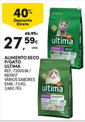 Continente Alimento Seco P/Gato Ultima 7.5kg promoção