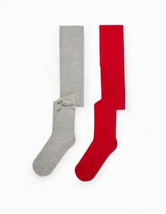 Zippy Pack 2 collants de algodão para menina, cinza/vermelho promoção