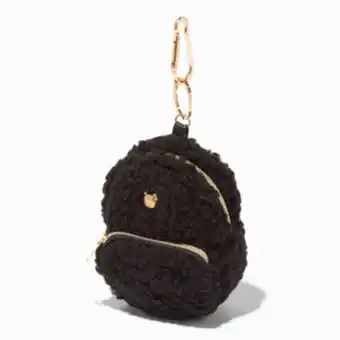 Claire's Golden bear black sherpa mini backpack keyring promoção