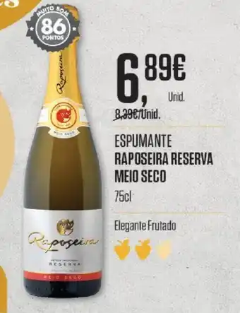 Pingo Doce Espumante Raposeira reserva meio seco 75cl promoção