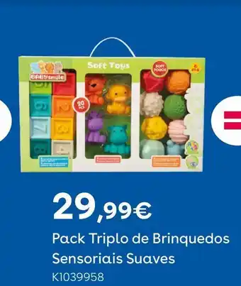 Pack triplo de brinquedos sensoriais suaves