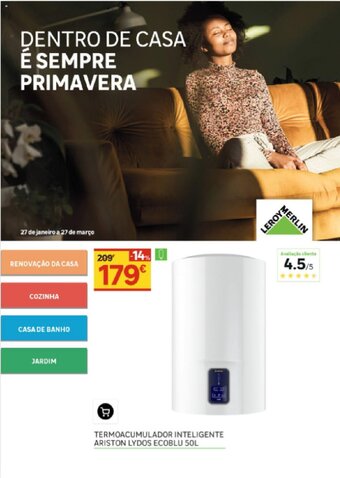 Leroy Merlin Termoacumulador Inteligente Ariston Lydos Ecoblu 50l promoção