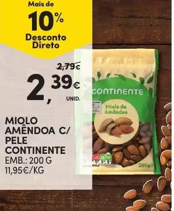 Continente Miolo de Amêndoa C/Pele Continente 200g promoção