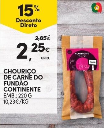 Continente Chouriço de Carne do Fundão Continente 220g promoção