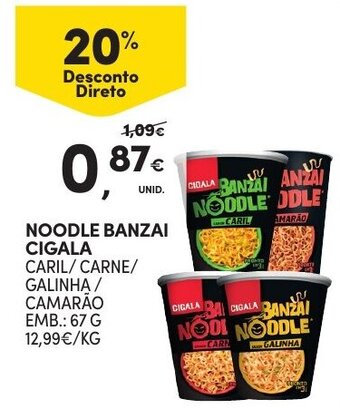 Continente Noodle Banzai Cigala 67g promoção
