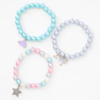Claire's Claire's club pearl rainbow unicorn beaded stretch bracelets - 3 pack promoção