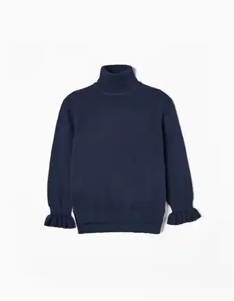Zippy Camisola de gola alta em malha de algodão para menina, azul escuro promoção