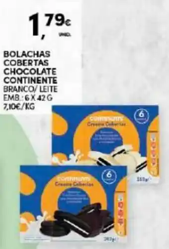 Continente Bolachas Cobertas Chocolate Continente 6x42g promoção
