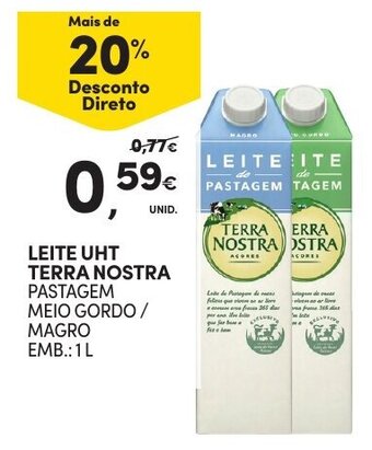 Continente Leite UHT Terra Nostra 1L promoção