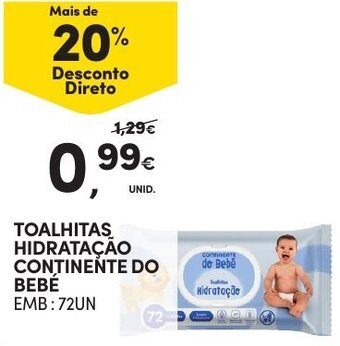Continente Toalhitas Hidratação Continente do Bebé 72UN promoção